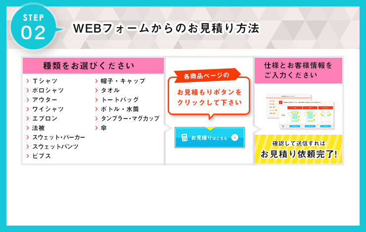 WEBフォームからのお見積もり方法