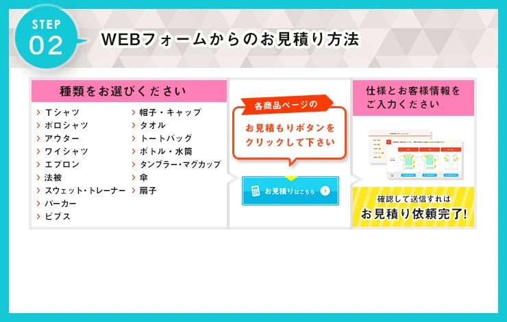 WEBフォームからのお見積もり方法