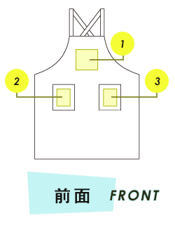 X型エプロン前面プリント範囲