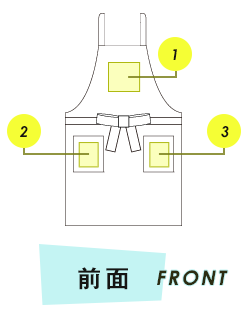 H型エプロン前面プリント範囲