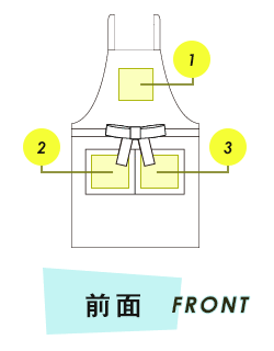 X型エプロン前面プリント範囲