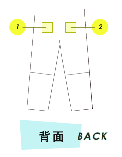 スウェットパンツ(膝裏縫製有)背面プリント範囲