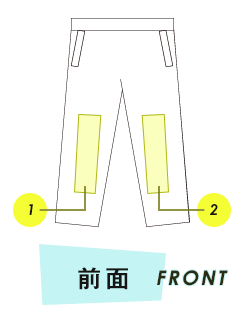 スウェットパンツ(膝裏縫製有)前面プリント範囲