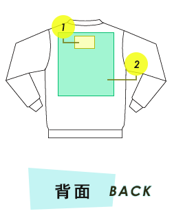 トレーナー背面プリント範囲