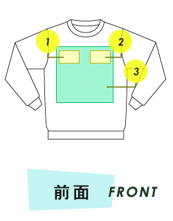 スウェット 前面プリント範囲