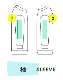 ジップパーカー袖プリント範囲