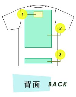 半袖Tシャツ（Vネック）背面プリント範囲