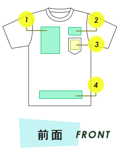 半袖Tシャツ（ポケット付き）前面プリント範囲