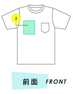 半袖Tシャツ（ポケット有）前面プリント範囲