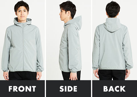 00373-SAF ドライストレッチフーディ｜FRONT、SIDE、BACK