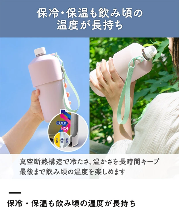 アトラス ボトルインボトル約500～650ml用A2（ストラップタイプ）（ABIB-A2）保冷・保温も飲み頃の温度が長持ち