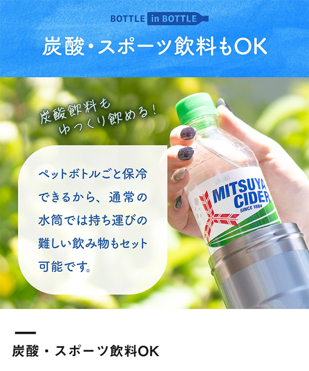 アトラス ボトルインボトル約500~650ml用(ダイヤカット)(ABIB-AN)炭酸・スポーツ飲料もOK