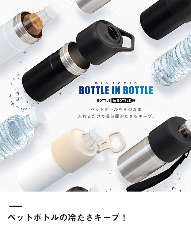 アトラス ボトルインボトルTYPE-Eグラデーション　約500～650ml用（折りたたみハンドルタイプ）（ABIB-E-G）ペットボトルの冷たさキープ！