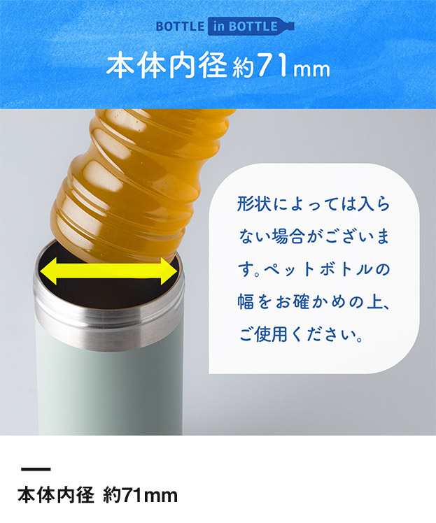 アトラス ボトルインボトル約500～650ml用G（収納ハンドルタイプ）（ABIB-G）本体内径約71mm