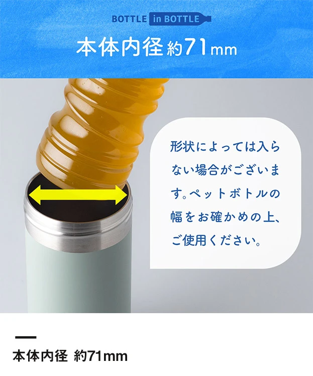 アトラス ボトルインボトル約500～650ml用G（収納ハンドルタイプ）（ABIB-G）本体内径約71mm