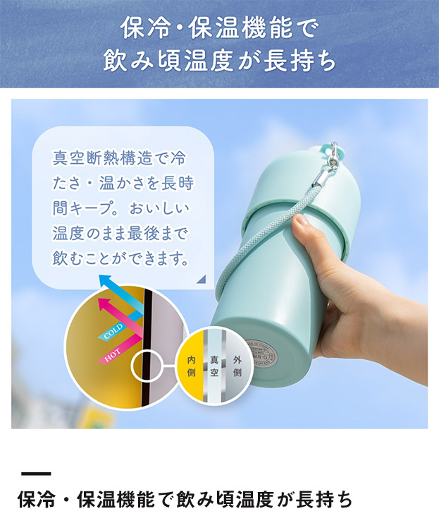 アトラス ボトルインボトル約500~650ml用(3WAYストラップタイプ)(ABIB-O)保冷・保温機能で飲み頃温度が長持ち