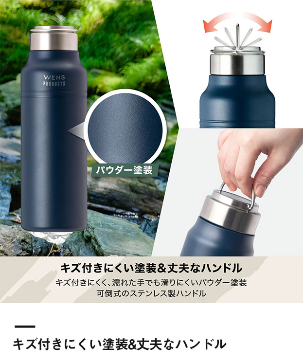 アトラス Wens ハンドル付きスクリューボトル スリムタイプ 530ml（AWPB-501）キズ付きにくい塗装＆丈夫なハンドル