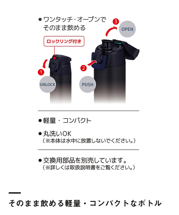 サーモス 真空断熱スポーツボトル 500ml/FJR（FJR-500）そのまま飲める軽量・コンパクトなボトル