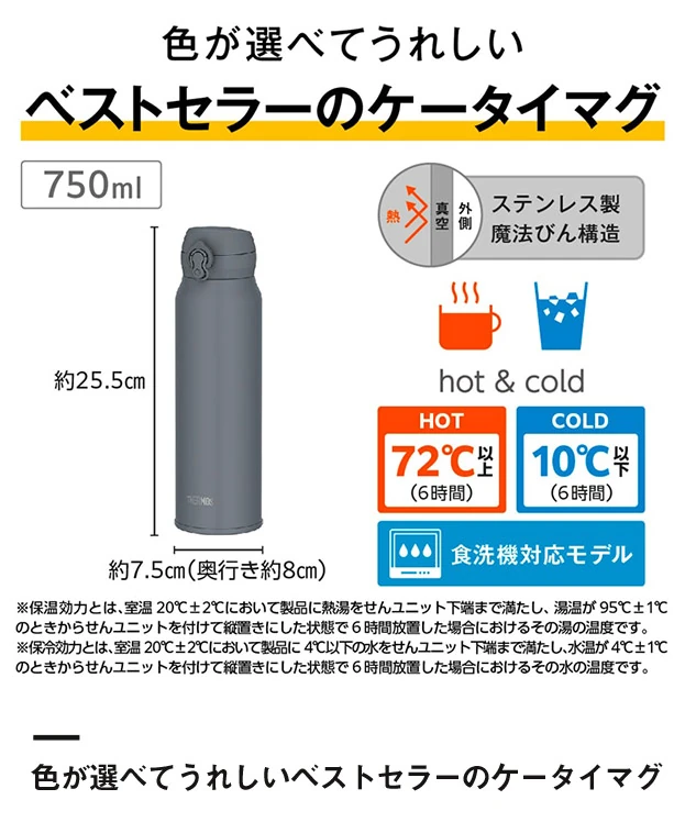 サーモス(THERMOS)真空断熱ケータイマグ 750ml/JNL-S（JNL-S751）色が選べてうれしいベストセラーのケータイマグ