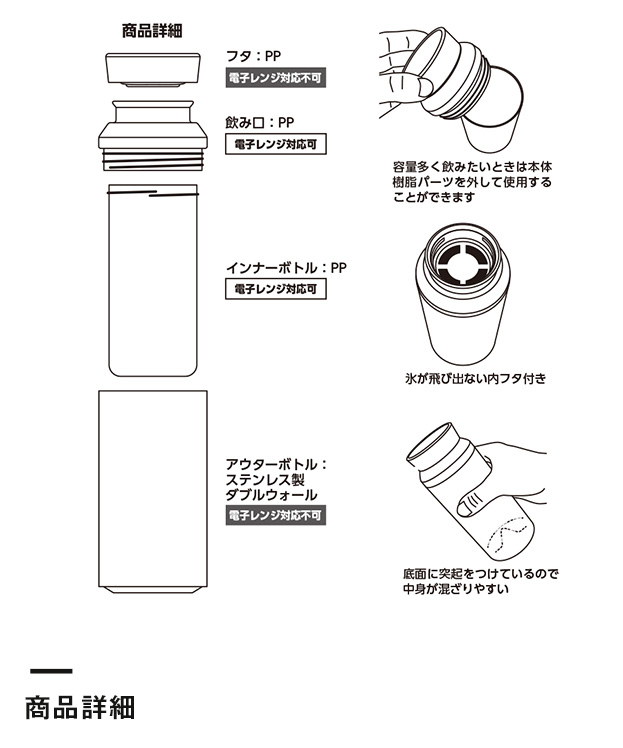 MOTTERU電子レンジが使えるサーモボトル（SNS-0300324）商品詳細