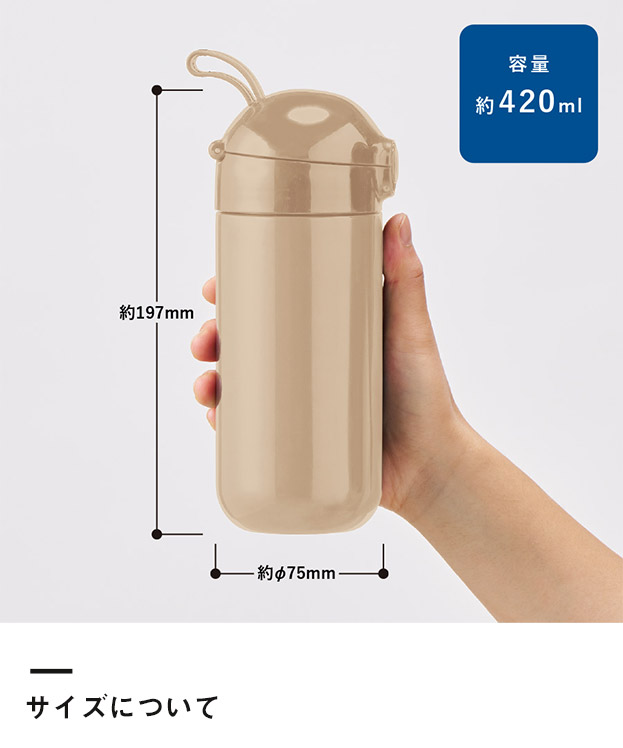 Maluttoワンタッチサーモステンレスボトル420ml（SNS-0300445）サイズについて