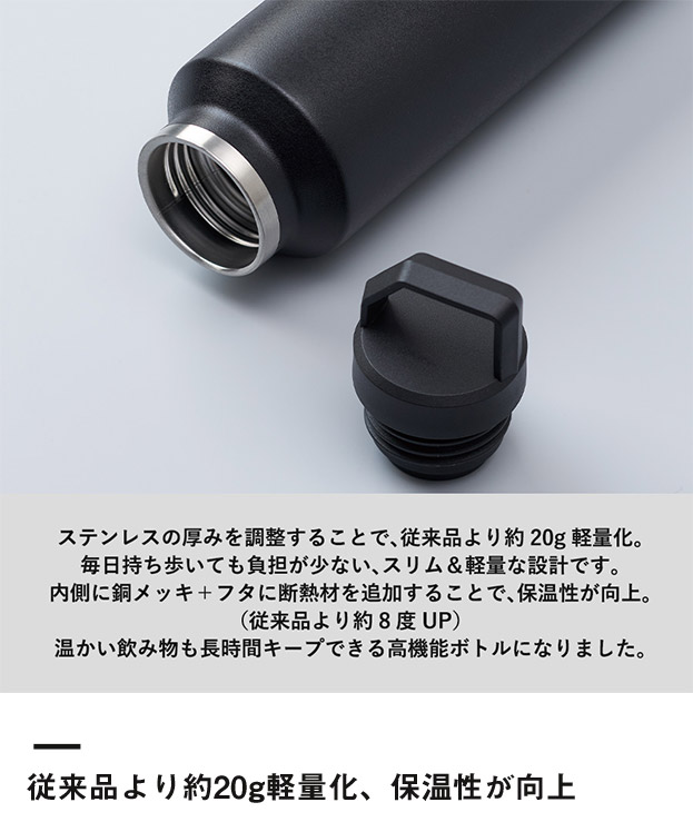 Zalattoサーモハンドルスリムボトル　ver.2（SNS-0300913）従来品より約20g軽量化、保温性が向上