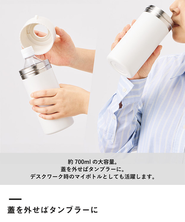 Zalatto 2WAYサーモボトルホルダー（SNS-0300917）フタを外せばタンブラーに