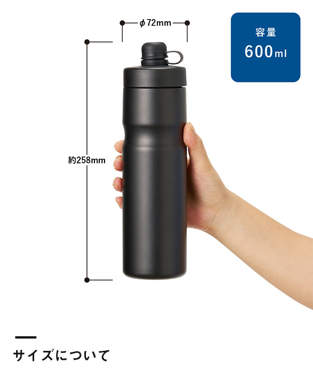 ステンレスサーモスポーツボトル600ml（SNS-0300919）サイズについて