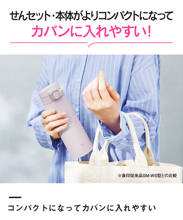 象印 ステンレスマグ（SU-BA型)　480ml（SU-BA48）コンパクトになってカバンに入れやすい
