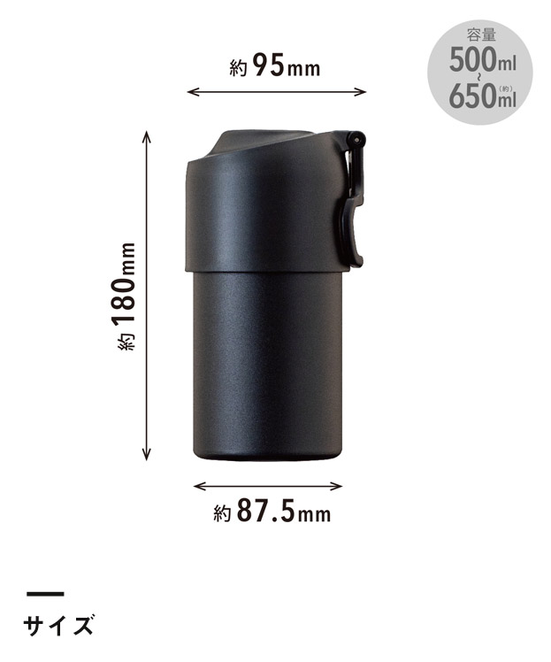 アトラス ボトルインボトル約500～650ml用（折りたたみハンドルタイプ）（ABIB-E）サイズ