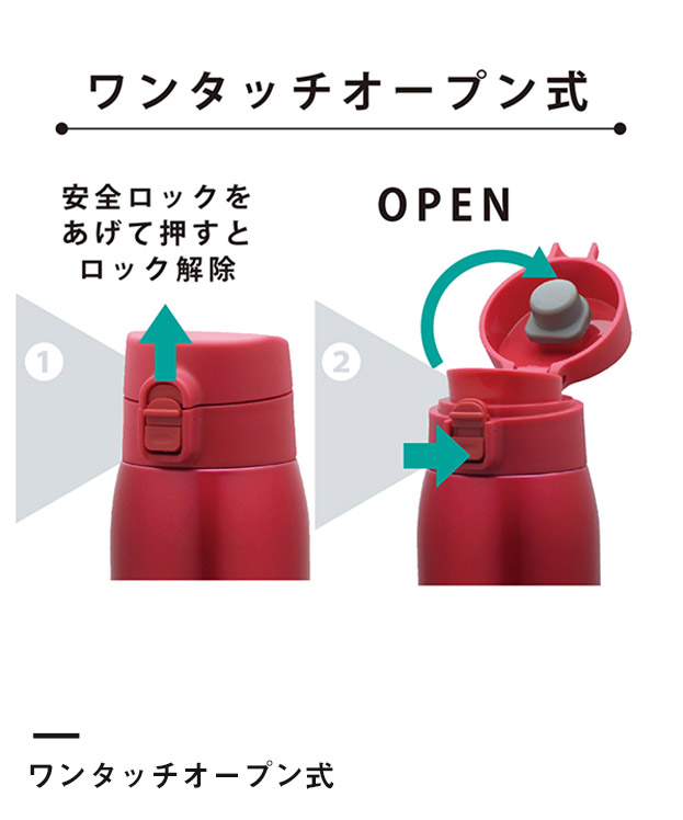 アトラス ステンレスワンタッチマグボトル800ml（ABW-800）ワンタッチオープン式