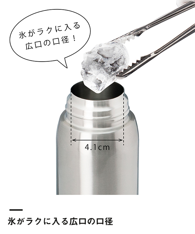 アトラス 軽量ワンタッチボトル500ml（AIW-500）氷がラクに入る広口の口径