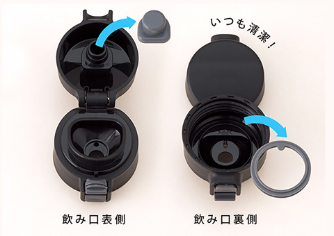 AIW-500 アトラス 軽量ワンタッチボトル500ml｜パッキンは取り外し可能でいつでも清潔