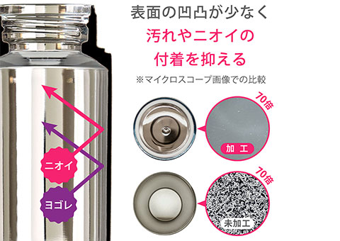 ARSS-200 アトラス　Airlist 超軽量スリムボトル 220ml｜表面の凹凸が少なく汚れやニオイの付着を抑える