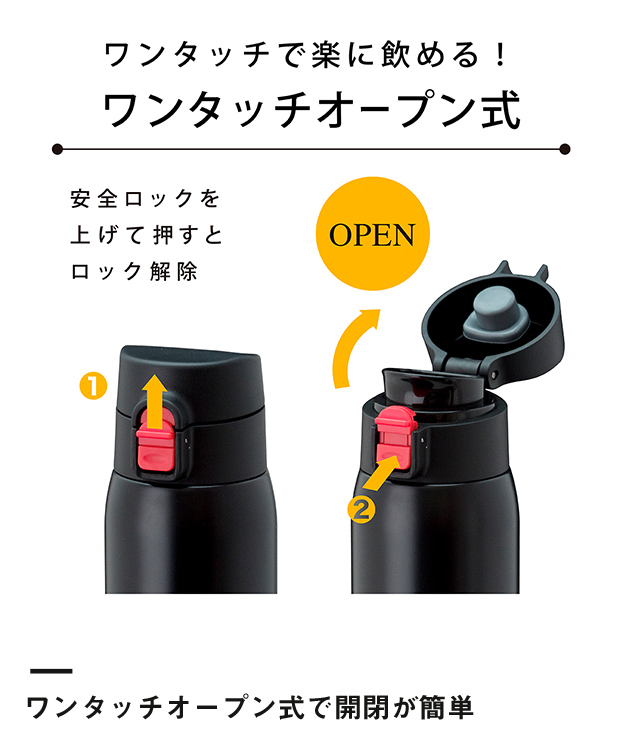 アトラス Airlist 超軽量ワンタッチボトル480ml（ARW-500）ワンタッチオープン式で開閉が簡単