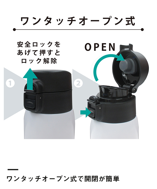 アトラス 軽量ワンタッチマグボトル500ml（ASW-500）ワンタッチオープン式で開閉が簡単