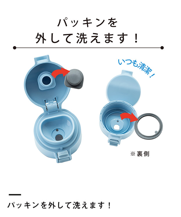 アトラス 軽量ワンタッチボトル 500ml （ATLW-500）パッキンを外して洗えます！