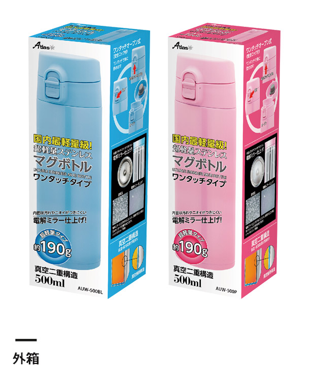 アトラス 超軽量ワンタッチボトル500ml（AUW-500）外箱