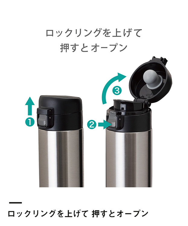 アトラス　SWITCH ワンタッチボトル520ml（AW-501）ロックリングを上げて押すとオープン