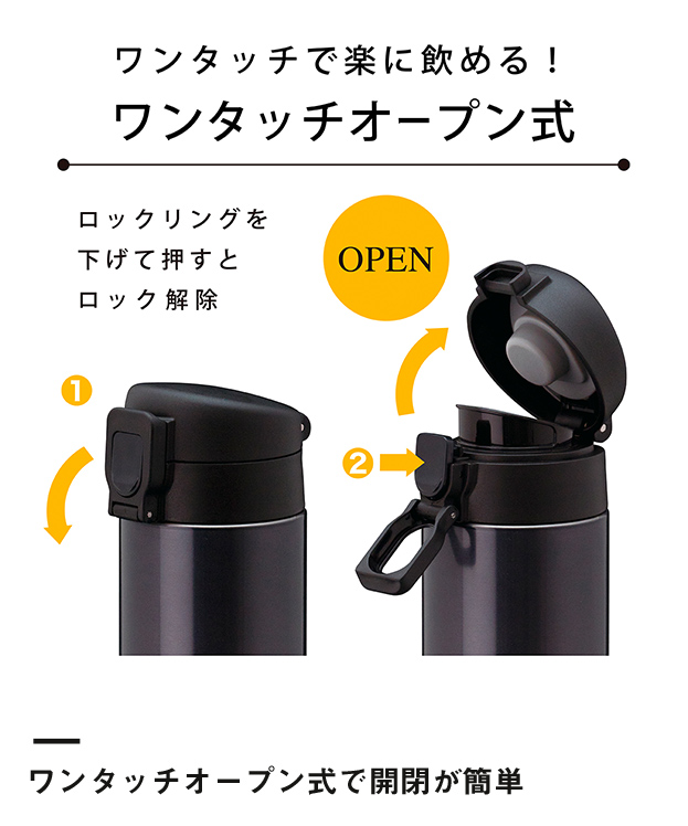 アトラス 軽量ワンタッチボトル480ml（AWN-500）ワンタッチオープン式で開閉が簡単