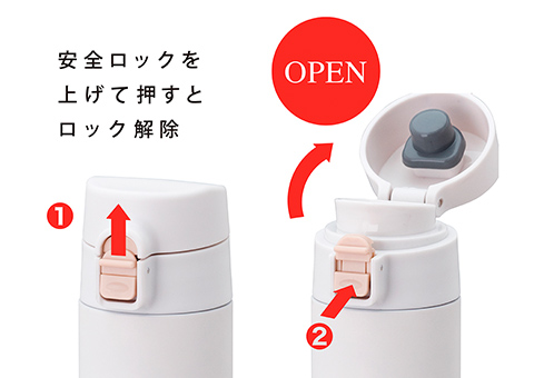 AWS-300 アトラス ステンレスワンタッチ軽量スリムマグボトル300ml｜ワンタッチオープン式