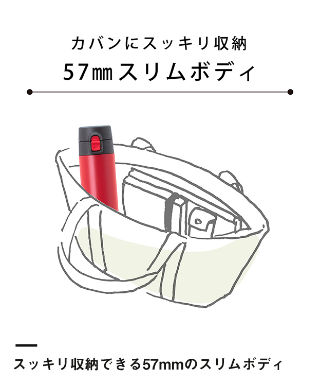 アトラス ステンレスワンタッチ軽量スリムマグボトル350ml（AWS-350）スッキリ収納できる57mmのスリムボディ