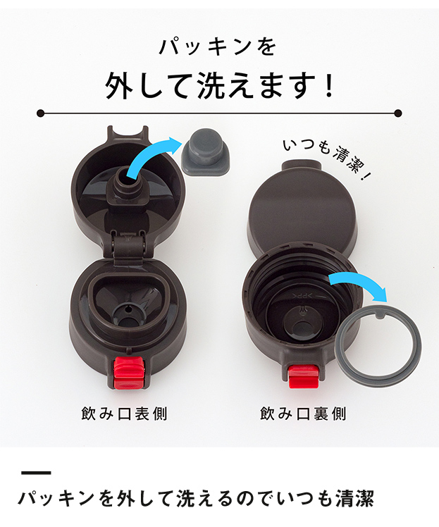 アトラス ステンレスワンタッチ軽量スリムマグボトル350ml（AWS-350）パッキンを外して洗えるのでいつも清潔