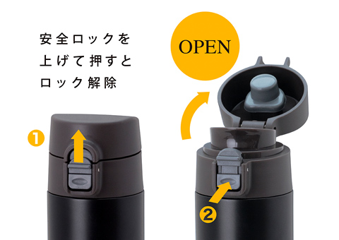 AWS-400 アトラス ステンレスワンタッチ軽量スリムマグボトル400ml｜ワンタッチオープン式