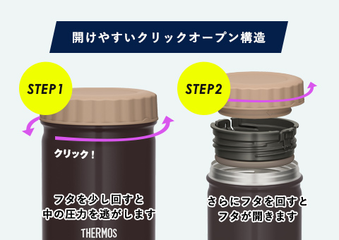 JBT-500 サーモス 真空断熱スープジャー 500ml｜開けやすいクリックオープン構造