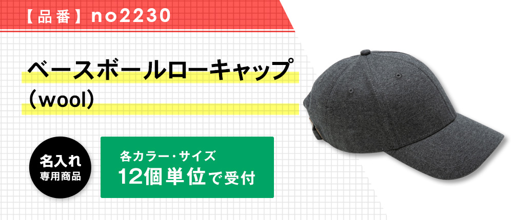 ベースボールローキャップ （wool）※名入れ専用商品（no2230）4カラー・1サイズ