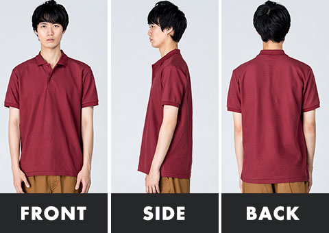 00141-NVP 5.8オンス　T/Cポロシャツ（ポケット無し）｜FRONT、SIDE、BACK