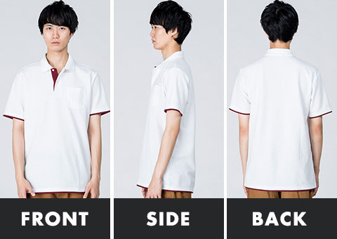 00195-BYP 5.8オンス　ベーシックレイヤードポロシャツ｜FRONT、SIDE、BACK