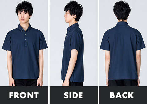 00224-SBN 5.3オンス　スタンダードB/Dポロシャツ｜FRONT、SIDE、BACK