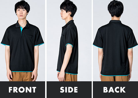 A00339-AYP 4.4オンス　ドライレイヤードポロシャツ｜FRONT、SIDE、BACK